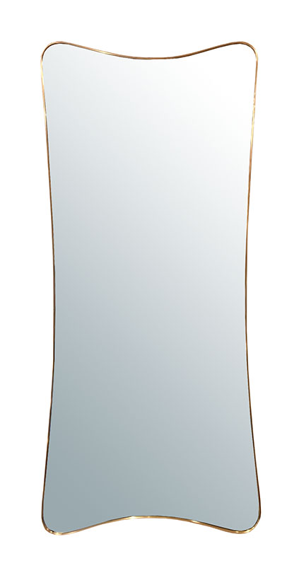 Specchio con Design Bordo ottone curvo del XX Secolo Anni 70 Pezzo di storia autentico - Robertaebasta® Art Gallery opere d’arte esclusive.